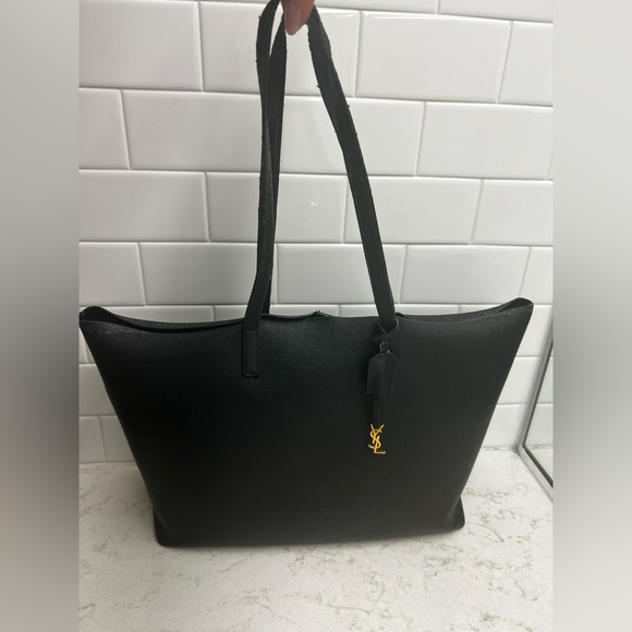 Saint Laurent Bags Ysl East West Shopper Tote Black Leather With Felt Organizer Poshmark